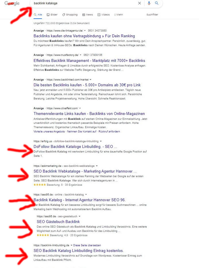 Backlink Kataloge Google Ranking